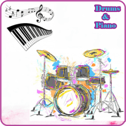 Drums set with drum sticks &amp; Piano icon