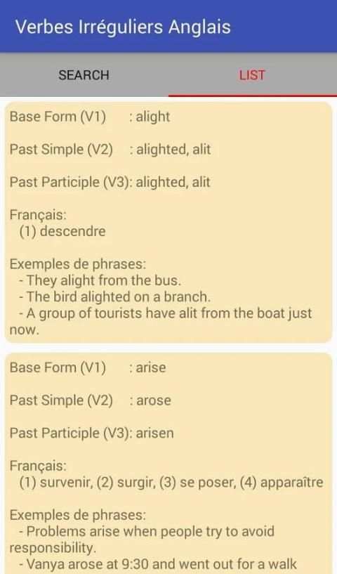 Apprendre Les Verbes Irréguliers Anglais screenshot 1