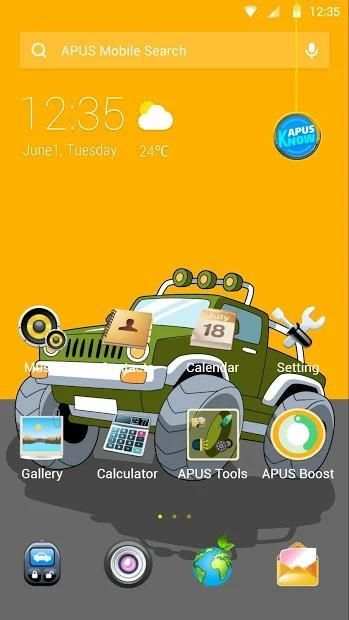 Cartoon Art Car APUS Launcher Theme स्क्रीनशॉट 1
