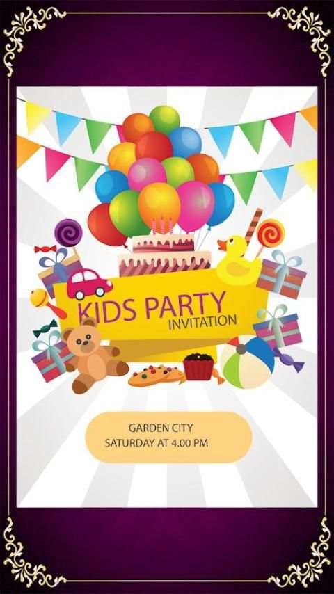 Kids Birthday Party Invitation Maker screenshot 4