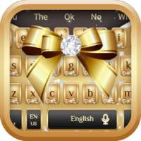 Silver Diamond Gold Ribbon Keyboard Theme