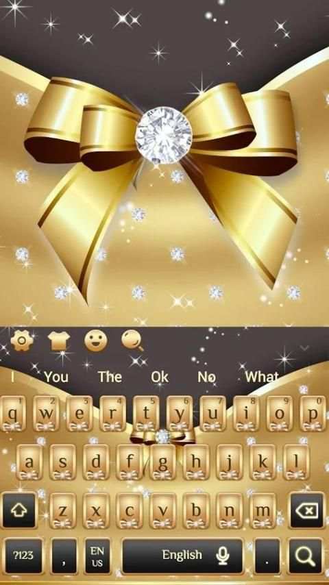 Silver Diamond Gold Ribbon Keyboard Theme स्क्रीनशॉट 4