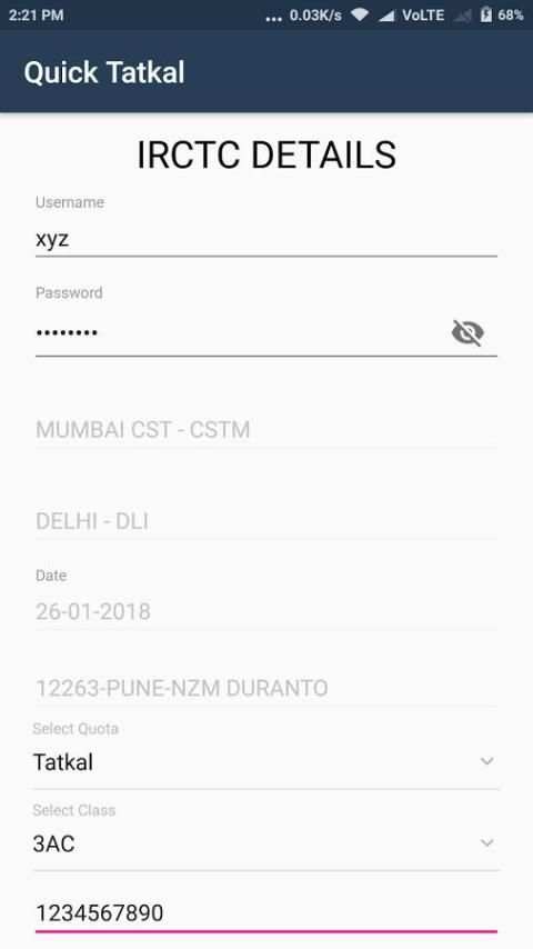 Quick Tatkal screenshot 5