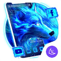 Blue Ice Wolf APUS Launcher theme