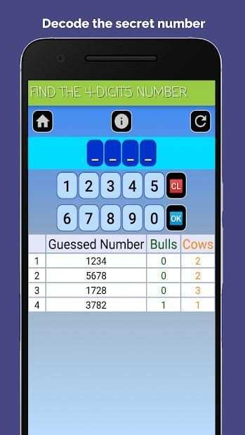 Bulls and Cows : the number game * screenshot 3