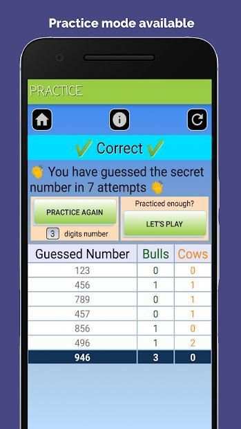 Bulls and Cows : the number game * screenshot 1