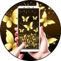 Golden Glitter Butterfly Keyboard Theme on 9Apps