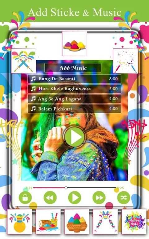 Holi Video Maker 2018 स्क्रीनशॉट 4