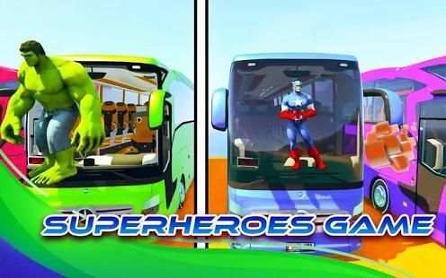 Superhero Bus Racing Stunts Drive: Top Speed Game screenshot 2