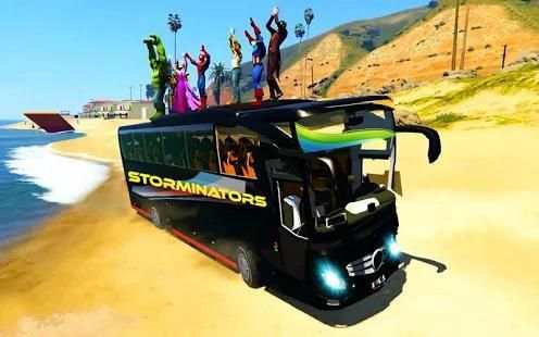 Superhero Bus Racing Stunts Drive: Top Speed Game screenshot 1