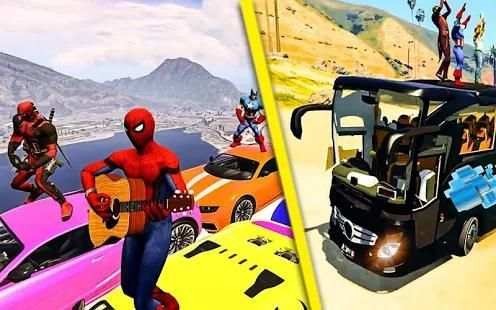 Superhero Bus Racing Stunts Drive: Top Speed Game screenshot 4