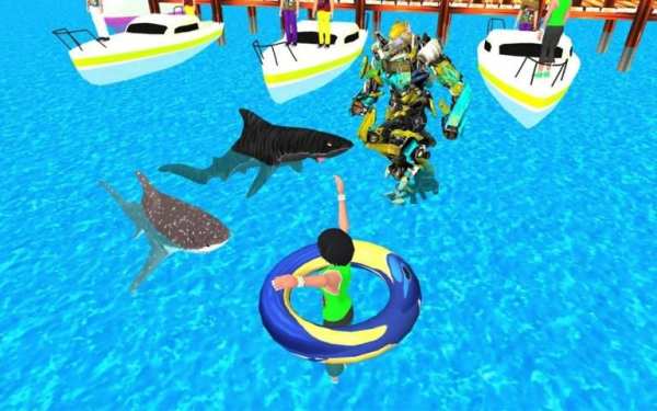 Robot Shark Attack : Angry Shark Transform Games स्क्रीनशॉट 6