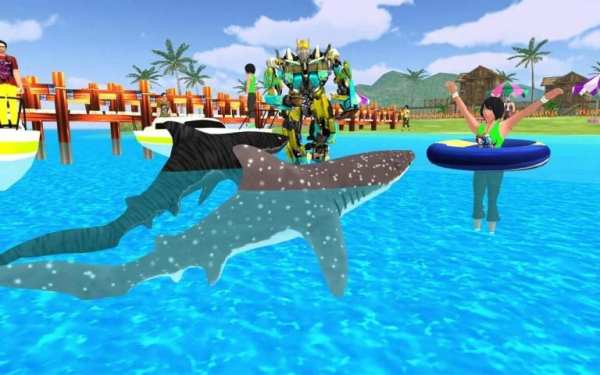 Robot Shark Attack : Angry Shark Transform Games स्क्रीनशॉट 5