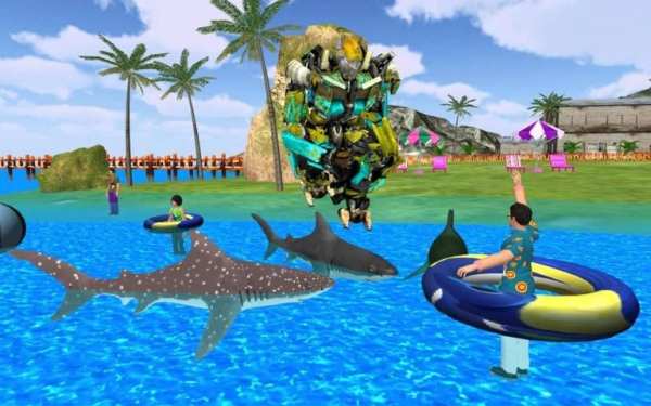 Robot Shark Attack : Angry Shark Transform Games स्क्रीनशॉट 4