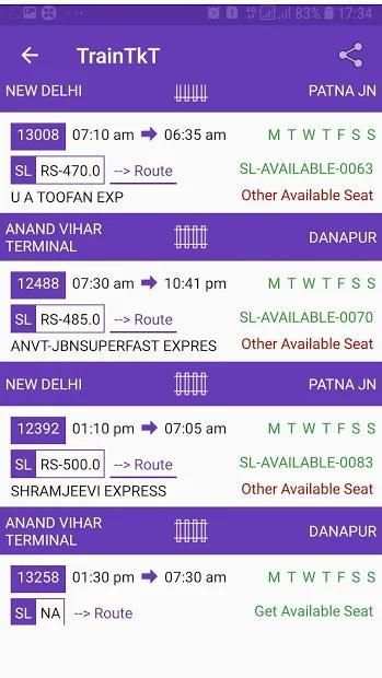 TrainTKT-W/L Ticket & PNR Prediction,Station Board screenshot 7