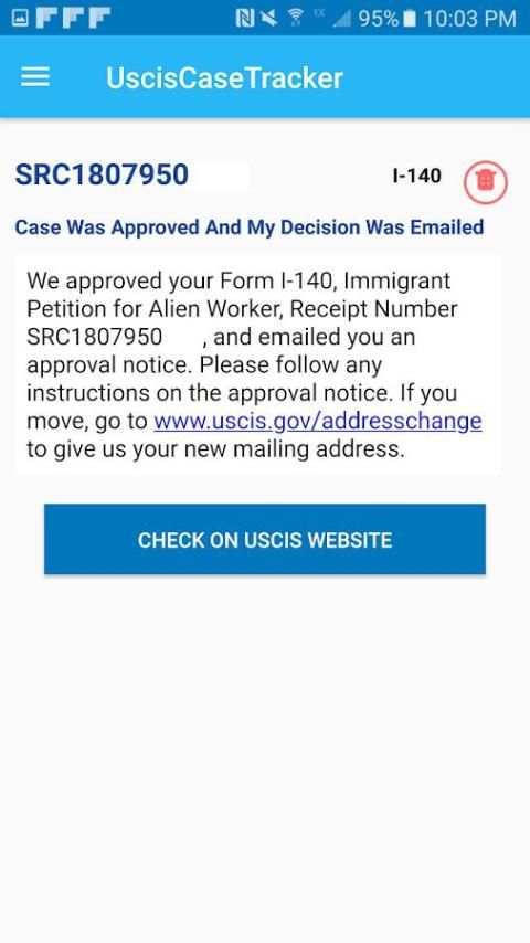 USCIS case tracker screenshot 3