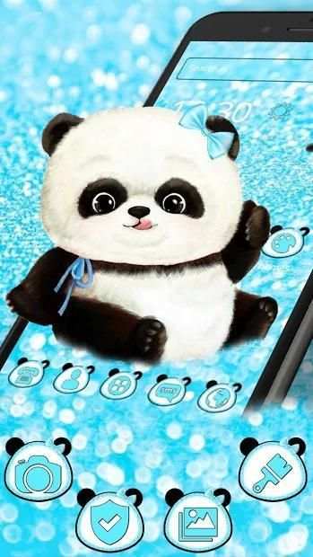 Lovely Blue Panda Glitter Theme screenshot 4