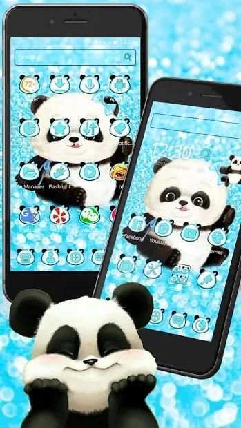 Lovely Blue Panda Glitter Theme screenshot 3