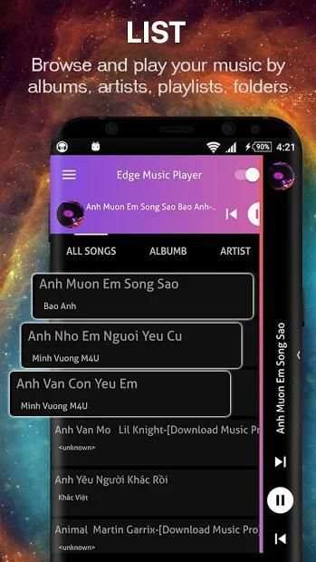 Music Player style S8 Edge screenshot 3