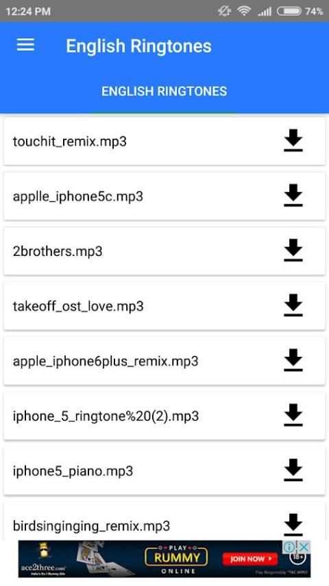 English Ringtones स्क्रीनशॉट 2