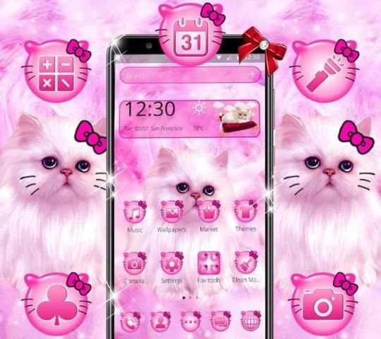 Pink Cute Cat Kitty Theme screenshot 3