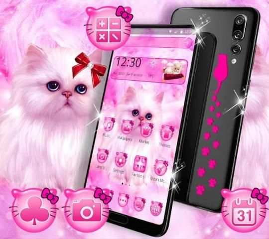 Pink Cute Cat Kitty Theme screenshot 2