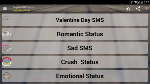 English SMS and Status screenshot 1