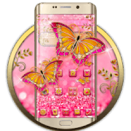 ikon Tema Pink Glitter Butterfly