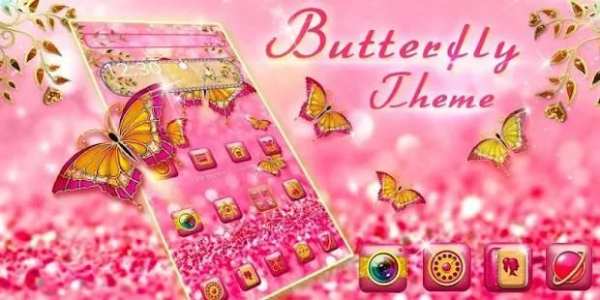Tema Pink Glitter Butterfly screenshot 1