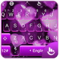 Sparkling Neon Purple Love Heart Keyboard Theme