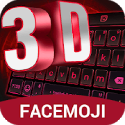 ikon 3D Neon Red Technology Keyboard Theme for WhatsApp