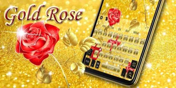 Gold Rose Fancy Keyboard Theme स्क्रीनशॉट 1