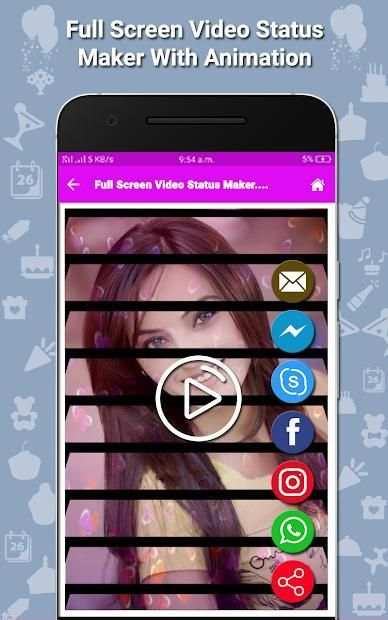 Full Screen Video Status Maker With Animation 2018 screenshot 1