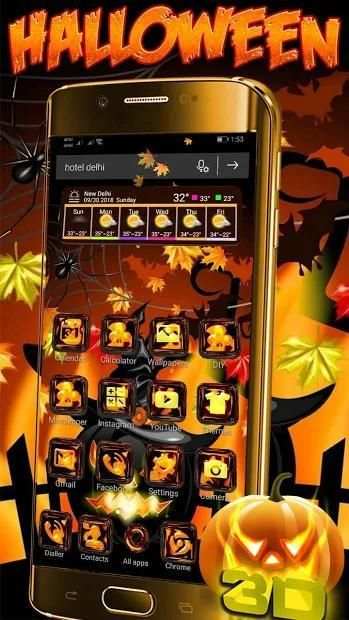 3D Halloween Glass Night Theme screenshot 2