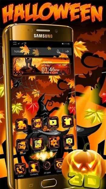 3D Halloween Glass Night Theme screenshot 4