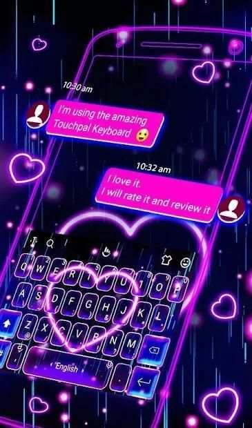 Live 3D Neon Sparkling Heart Keyboard Theme 7 تصوير الشاشة