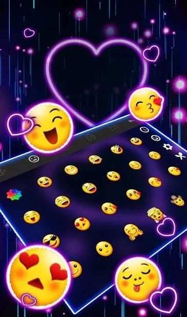 Live 3D Neon Sparkling Heart Keyboard Theme 5 تصوير الشاشة
