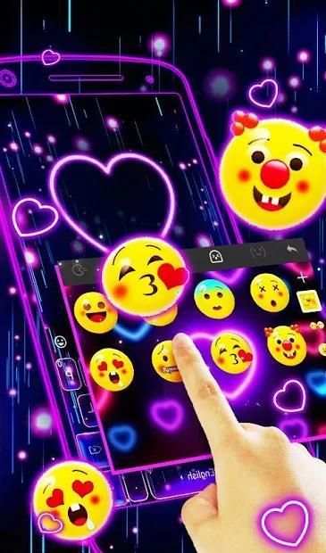 Live 3D Neon Sparkling Heart Keyboard Theme 4 تصوير الشاشة