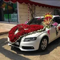 Just Married Car Hd Transparent, The Blue Wedding Car Just Married With  Flower And Ribbon, Pernikahan, Bunga, Pita PNG Image For Free Download