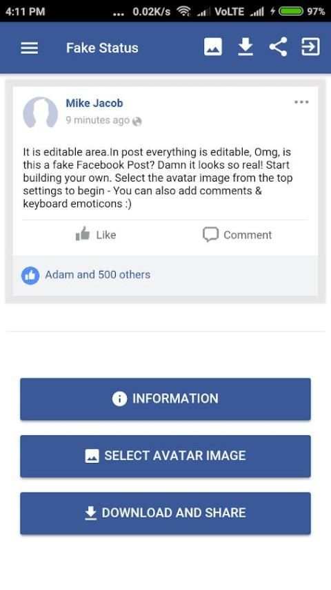Fake Facebook Status Generator screenshot 3