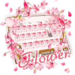 ikon Pink beautiful peach flower keyboard theme