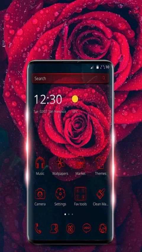 Glamorous Red Rose Launcher screenshot 4