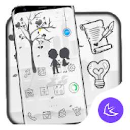 White & Black Love APUS Launcher theme