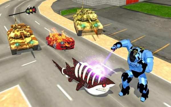 Robot Shark Simulator:Angry Shark Attack स्क्रीनशॉट 10