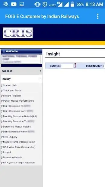 FOIS E-Customer by Indian Railways screenshot 1