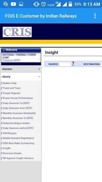 FOIS E-Customer by Indian Railways screenshot 1