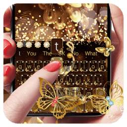 Gold Glitter Butterfly Keyboard
