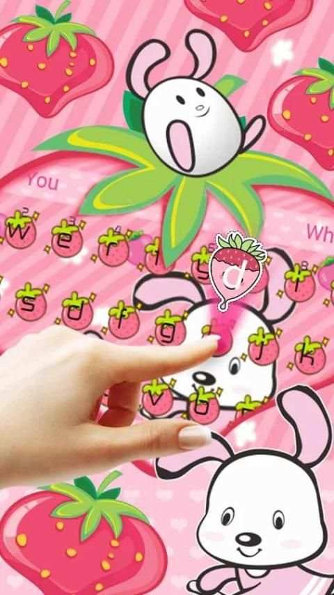 Cute Pink Rabbit Keyboard Theme screenshot 3