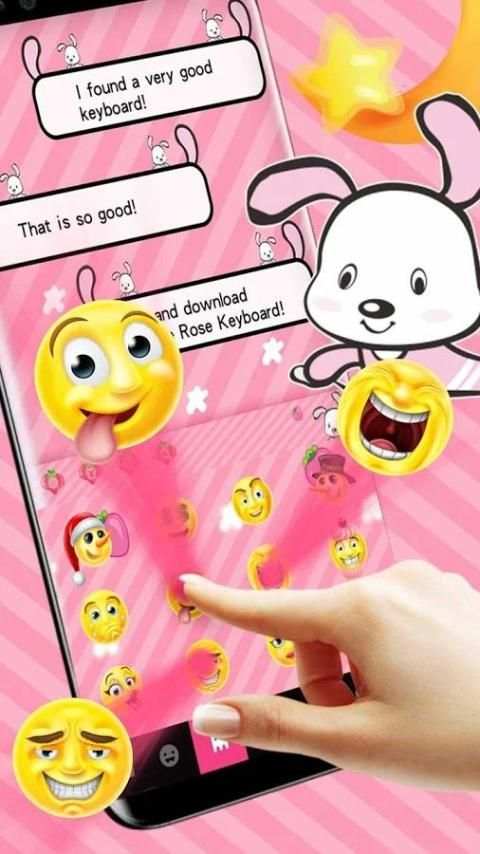 Cute Pink Rabbit Keyboard Theme screenshot 2