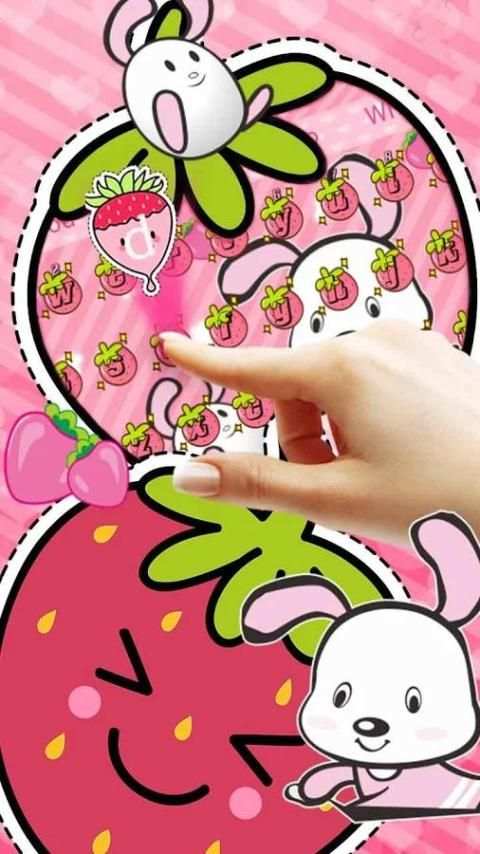 Cute Pink Rabbit Keyboard Theme screenshot 1